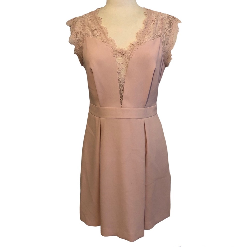 BCBG Lace back pleated dress - blush , US 10
